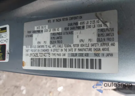 2012 Mazda Mazda5 Sport z USA, uszkodzony, nr VIN JM1CW2BL7C0140775